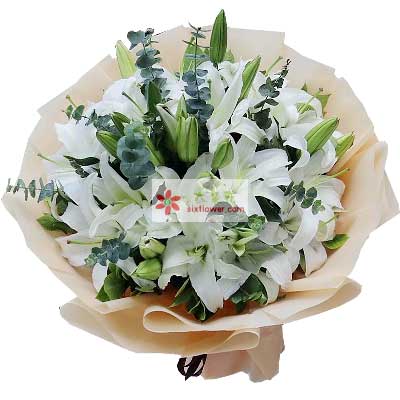 玉溪9支白色多头百合，祝福你幸福
